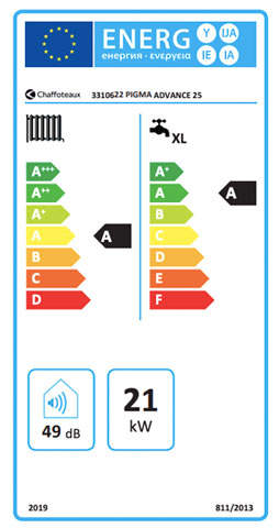 etiqueta de eficiencia energetica caldera chaffoteaux pigma advance 25